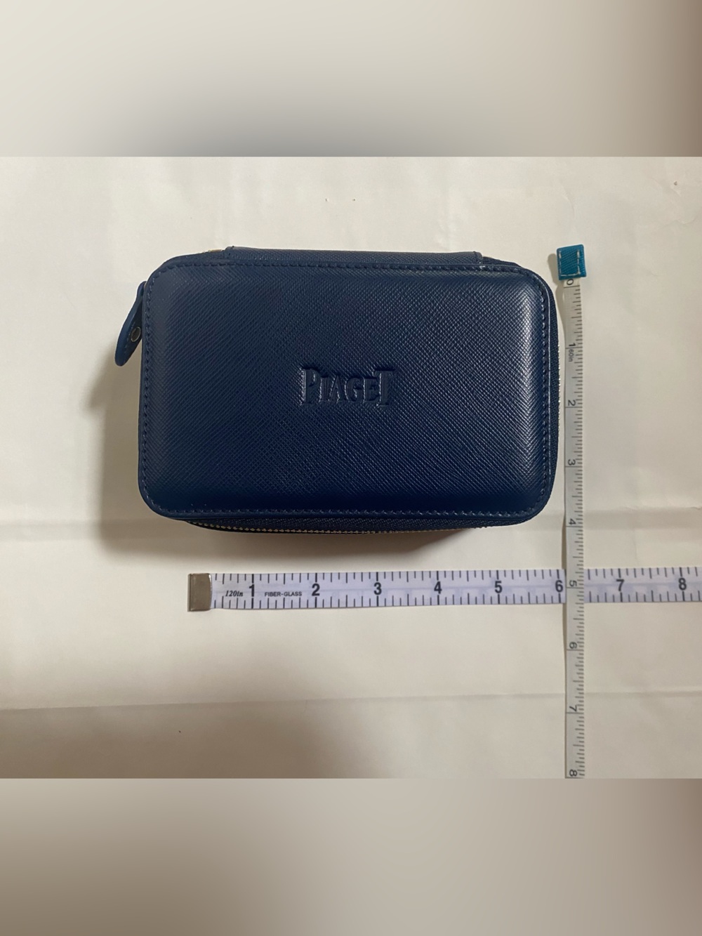 Leather Unisex Navy Leather Zippered Travel Case